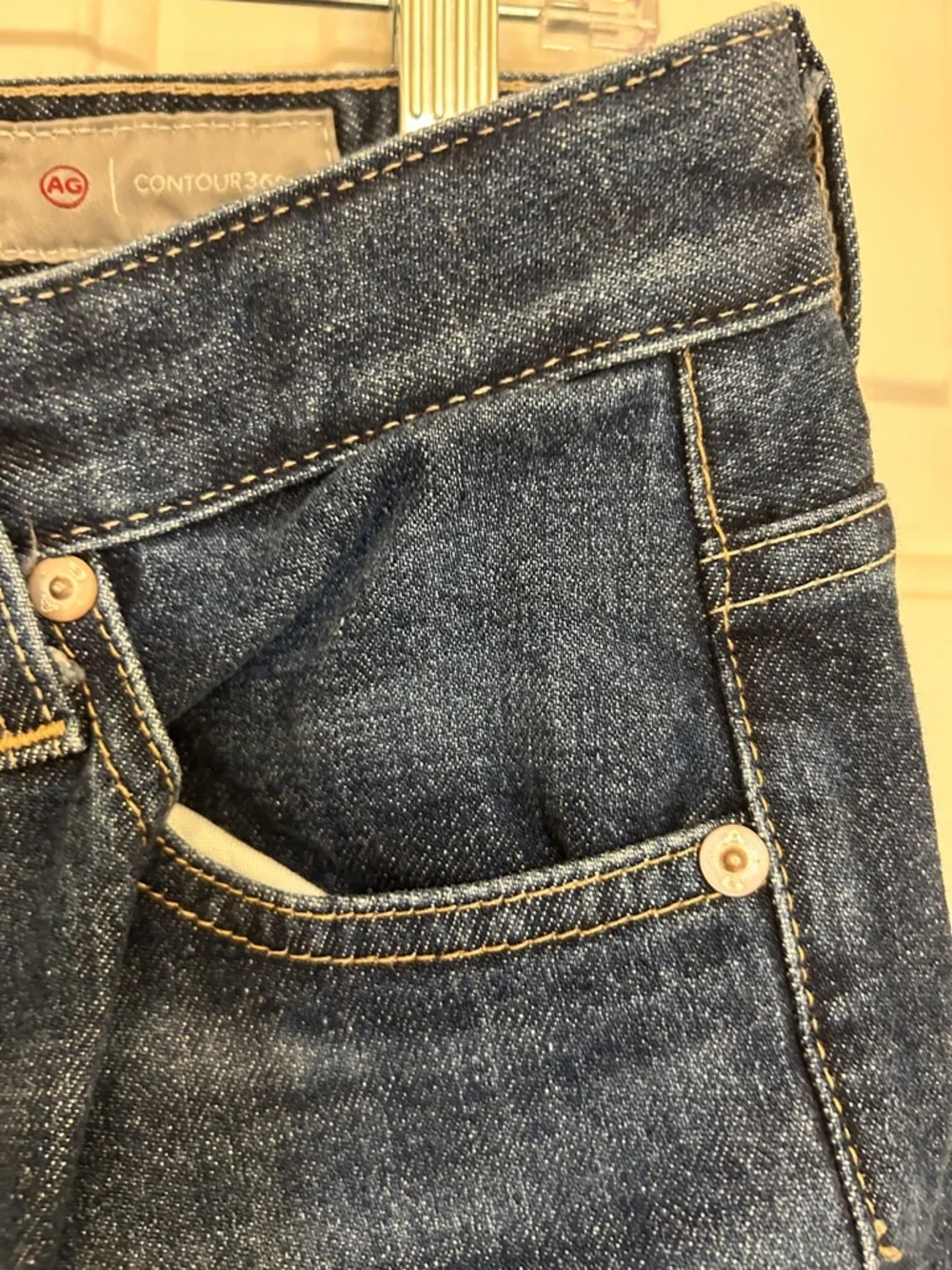 AG Adriano Goldschmied Alexxis Straight Leg High Rise Jeans in Dark Blue Wash 27 - Picture 5 of 12